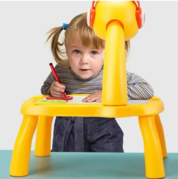Table with light and with music inside | Mini Art Drawing Board Leds Projector Light Toy Children