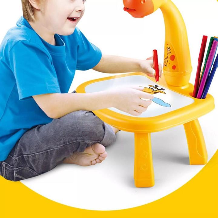Table with light and with music inside | Mini Art Drawing Board Leds Projector Light Toy Children