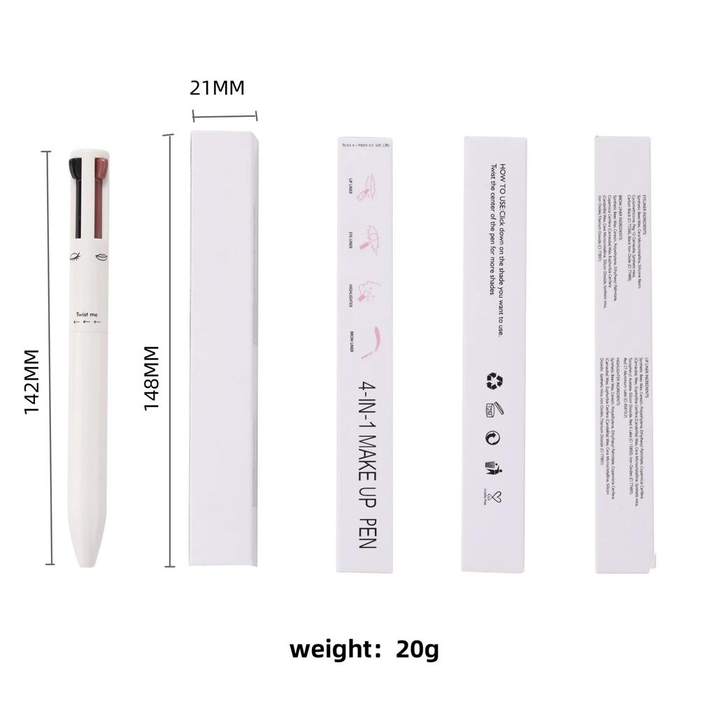 Multi-effect 4 In 1 Eyeliner Eyebrow Pencil Contour Pen Long Lasting Waterproof for girls