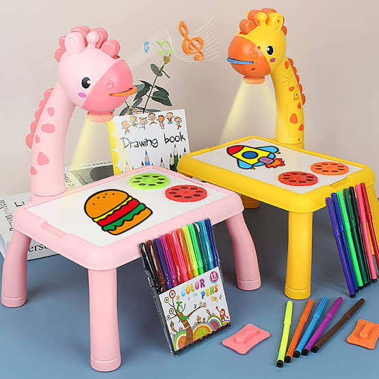 Table with light and with music inside | Mini Art Drawing Board Leds Projector Light Toy Children
