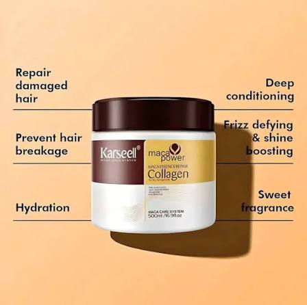 Karseell Hair Mask Collagen Treatment Cream – Argan Oil & Maca Essence, 16.9 OZ 500ml